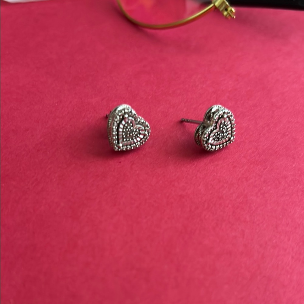 Silver Heart Stud Earrings